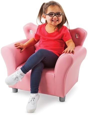 Melissa & Doug Pink Faux Leather Child’s Crown-Back Armchair (Kid...