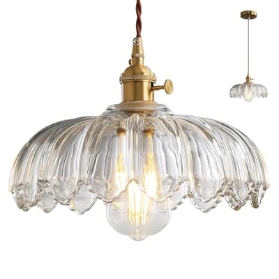 XZHGCEE Glass Pendant Light Vintage Light Fixtures, Glass Pendant Lights Kitchen Island, Gold Pendant Light, Modern Chandelier Pendant Shade Pendant Light Fixture for Bedroom Hotel Dining Room