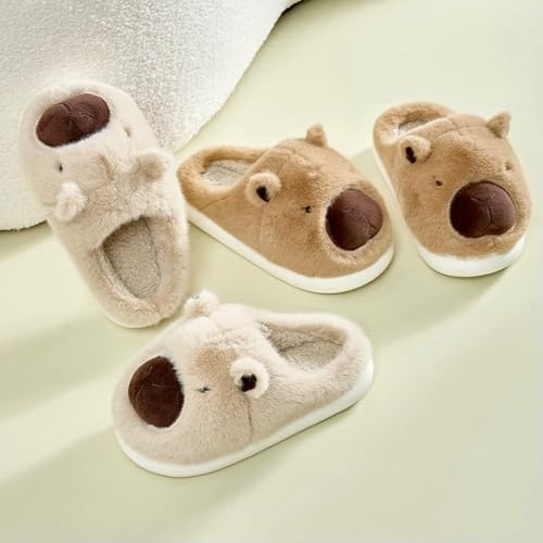 Slippers Cartoon Capybara Plush Slippers Comfortable Slip-On Home Couple Cotton Shoes4