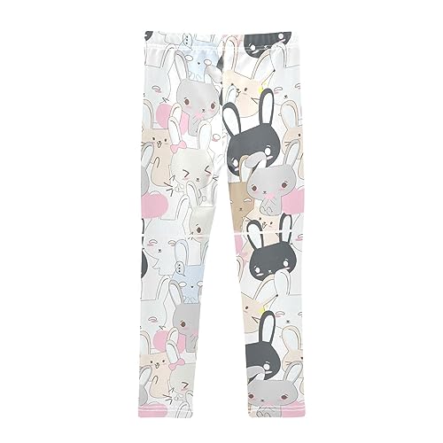 Funny Rabbit Girls' Leggings Toddler Doodles Bunny Sweet Pink Kids Yoga Pants Dance Active Tights 7-8T2