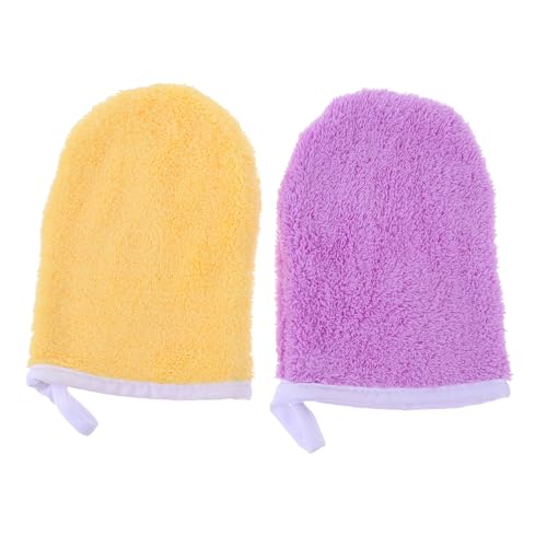 VALICLUD 2 piezas Guantes Desmaquilladores de Suave Unidades Colores Surtidos Lavables Reutilizables Exfoliantes para Sensible y Facial