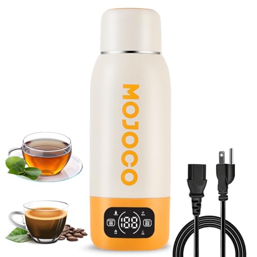 Mojoco Portable Electric Kettle - 20oz Leak Proof Travel Kettle for Coffee, Tea - Vacuum Insulated Stainless Steel Portable Water Boiler - Small Water Heater for RV, Camping