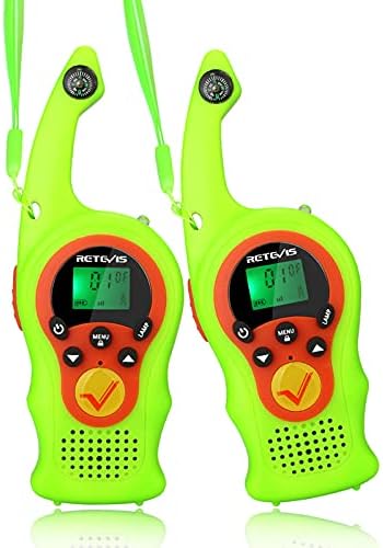 Retevis RT75 Walkie Talkies for Kids, Toys Walkie Talkie for Boys Girls, Kids Walkie Talkies with Lanyards Spy Compass, 22 Channels, Flashlight VOX, Camping Hiking Family Trip(Green,2 Pack)