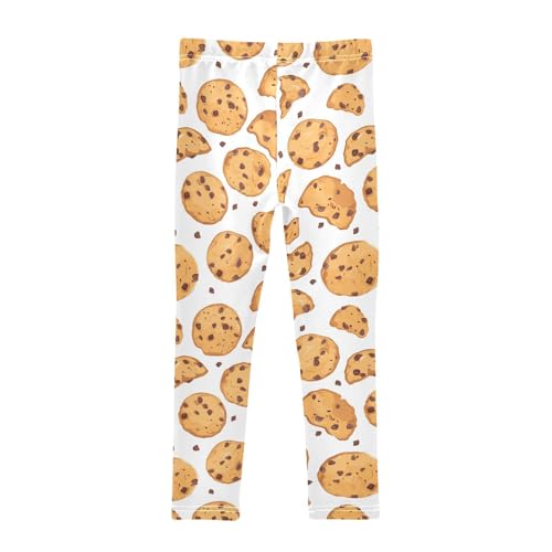 Wusikd Broken Chocolate Girls' Leggings Toddler Doodles Chip Cookies Kids Yoga Pants Dance Active Tights 4T2