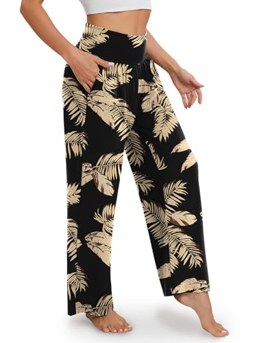 Image of Gracyoga Wide Leg Yoga Pants for Women Casual Loose Cozy Sweatpants High Waisted Lounge Pajama Flowy Pants With Pockets