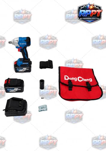 Image of DongCheng Cordless Brushless Impact Wrench | 20V | 298 N.m Max Torque | 1 /2 inch [12.7 mm] Square Drive | 2-Speed Control | with 2 x 4.0Ah Battery | 1 x Charger | DCPB298 | Can Open Nuts Upto 28 mm |