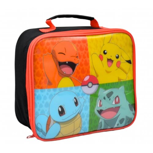 Pokemon Hox Contenitore per il pranzo per la scuola e bambini, in PEVA di alta qualità e resistente, in poliestere, isolato, con manico e cerniera, regalo perfetto per i fan