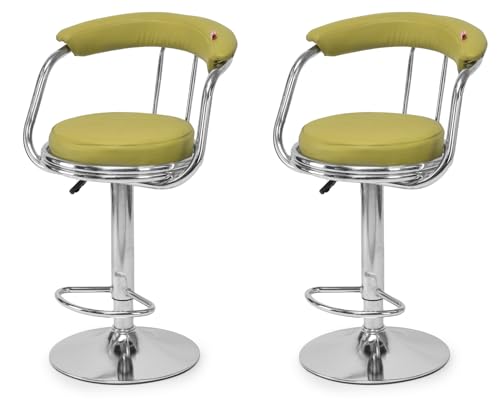 Image of GOYALSON Classic Height Adjustable and Revolving Bar Stool Kitchen Chair (2, Green)