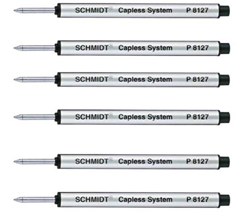 Schmidt: Medium Capless P8127 Rollerball Refill, Blue Ink, Pack of 6.