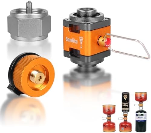 Sondiko Butane/Isobutane Refill Adapter, Fuel Transfer Device, Gas Converter Isobutane Canister Shifter, Gas Saver Plus for Fuel Canister, Backpacking Camping Stove, Burners