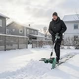 Garvee 12" Snow Blower Cordless - Snow Shovel for Driveway, 16.5 ft Snow Throwing Distance, 20V 1 * 4.0Ah Battery & Quick Charger, Adjustable Handle, for Walkways Deck Stair Snow Removal