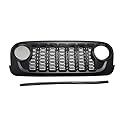 Auto Front Kühlergrill 2025 Design Auto Front Stoßstange Mesh Grille Upgrade JL Stil Bodykit ABS Schwarz Tuning Für Jeep Für Wrangler JK 2007-2015 2016 2017 Griglie