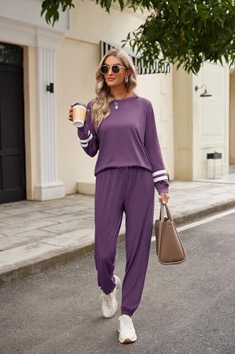 Image of Ekouaer Sweatsuits Womens Loungewear Set Tracksuit Long Sleeve Pajamas Set with Pockets 2 Piece Outfits Lounge Sets