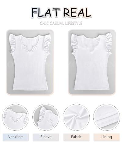 Women's Short Ruffle Sleeve V Neck Summer Tees Casual Ribbed Tshirt Solid T-Shirts Sexy Slim Fitted Tops Blouses4