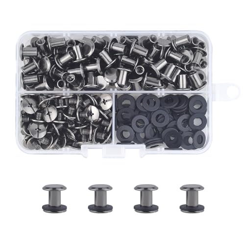 JJWNMLL 90 Sets Chicago Screw Posts, Rivet Chicago Binding Screws, Metal Rivet Replacement Repair for Bags Collar, Harness