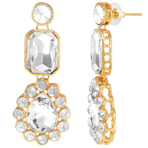 Image of Peora Crystal Faux Pearl Kundan Necklace & Jewellery Set Gift for Women