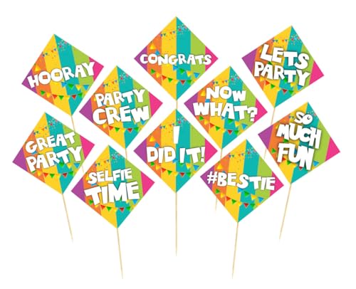 Image of Balloonistics inchCongrats inch Photo Booth Props (Pack of 10) - Congratulations Graduation & Promotion Party Decorations - Single-Sided Cardstock Photo Props with Bamboo Sticks for Weddings, Graduations & Success Parties (Photo Props - Pack of 10)