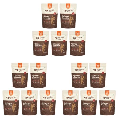 Image of Nourish You Quinoa and Brown Rice Mix - 500g x Pack of 15 | 11.16g Protein & 10.24g Rich Dietary Fibre per 100gm | Naturally Gluten Free Healthy Grain Mix | Low Glycemic Index | Superfood for Salads, Pulao, Bowls & Daily Meals (70% Brown Rice + 30% Quinoa)