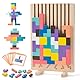LTFIOON Tetris Holzspiel, Holz Tetris Puzzle Stapelspiel, Montessori Lernspielzeug ab 3 4 5 6 Jahre, Bunte Geometrische Blöcke, Gehirn Spielzeug Intelligenzspiel, Geschenk für Kinder Jungen Mädchen