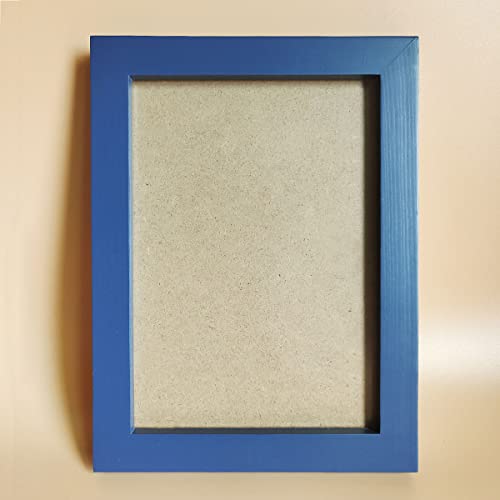 Image of 5x7 Picture Frames Blue Solid Wood Frame, Plastic Panel (Film Needs to be Removed) Table or Wall.Front Window Opening 4.5x6.5 inch.