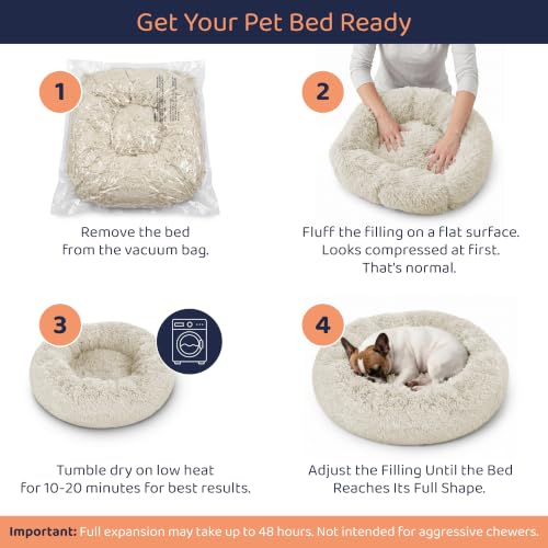 Donut Dog Bed - Premium Comfort for Anxiety Relief - Fluffy & Calming Design with Ultra-Plush Support | Cozy Round Dog Bed with Super Soft Circle Style (Beige, Small) - Image 5