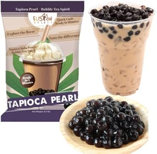 Fusion Select Tapioca Pearl - Black Sugar Flavor Quick Cook Tapioca, DIY Boba, Ready in 5 Minutes, Boba Pearls, Bubble Tea Pearl, Milk Tea Topping, Net Weight 8 Ounce (Pack of 1)