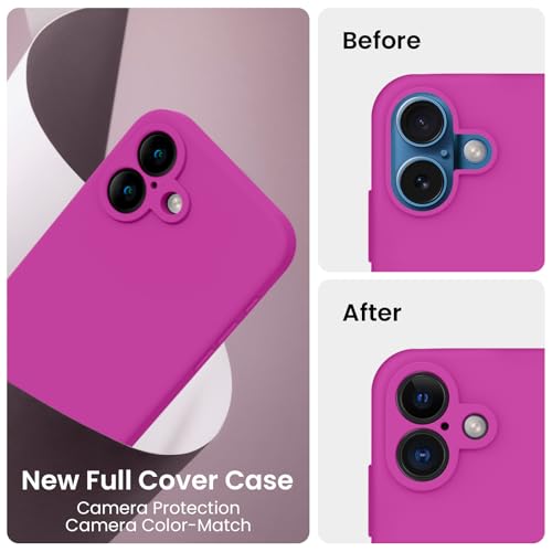 Image of FireNova Designed for iPhone 16 Case, Silicone Upgraded [Camera Protection] Phone Case, Soft Anti-Scratch Microfiber Lining Inside, 6.1 inch, Dark Fuchsia