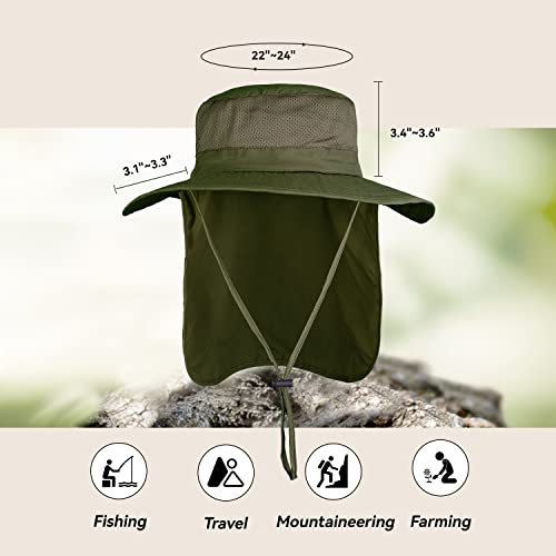 Orolay Women's Men's Outdoor Hats Wide Brim Sun Hat With Neck Flap Cover Upf 50+ Black #TOP5