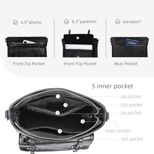 Image of Iswee Soft Leather Crossbody Bags for Women Shoulder Handbags Multi Pockets