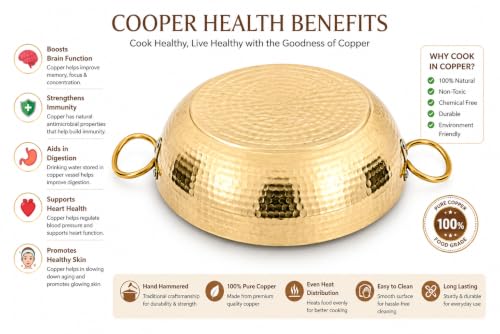Image of Brass Kadai 2000 ml,Pure Brass kadai for Kitchen use and Cooking & Serving