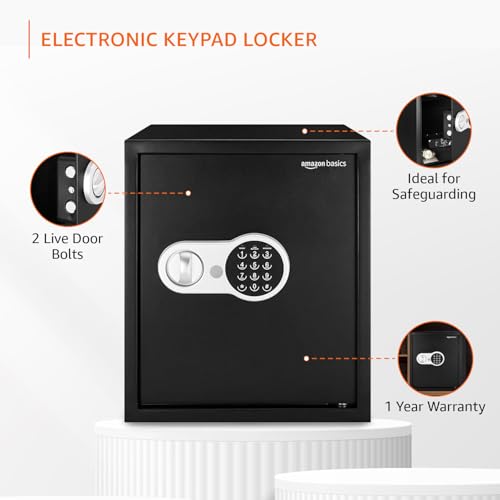 Image of Amazon Basics Digital Safe With Electronic Keypad Locker For Home, Gross Capacity - 39L (Net - 33L)