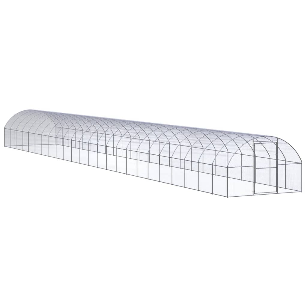Gallinero para exteriores, 3 x 24 x 2 m, acero galvanizado, jaula para animales pequeños, para recintos al aire libre, roedores, conejera y caño para jardín, balcón, protección de retirada