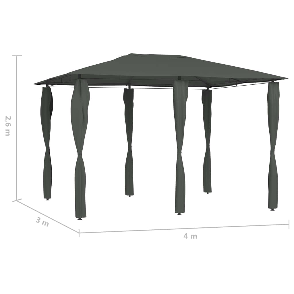 Pawilon z osłonami słupków, 3 x 4 x 2,6 m, antracytowy, 160 g/m², na spotkania rodzinne, wieczory przy grillu, pikniki i przyjęcia urodzinowe na zewnątrz, ze stabilną stalową konstrukcją
