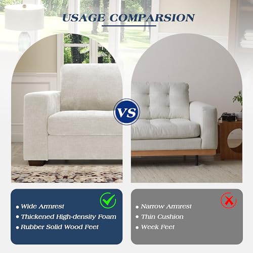 Image of WorthFurni Sofas for Living Room, Chenille Loveseat Couch Set, Small Modern Sofa, USB Charging, Removable Sofa Cover,Solid Wood Frame, Easy to Install(89inch,White)