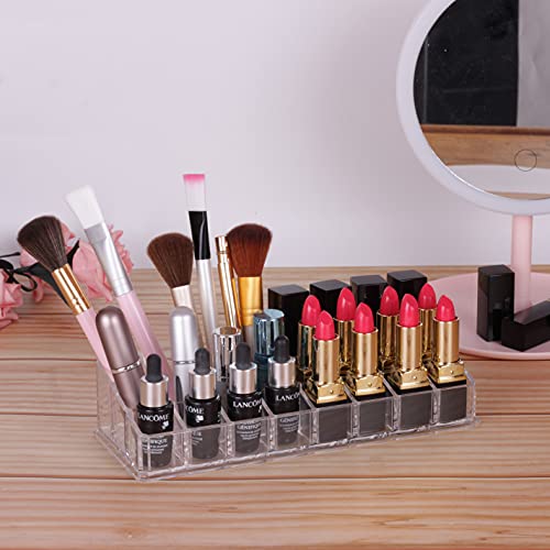 MOSIKER Acrylic Makeup Lipstick Organizer Clear Cosmetic Storage Organizers With 24 Slots Cosmetics Holder
