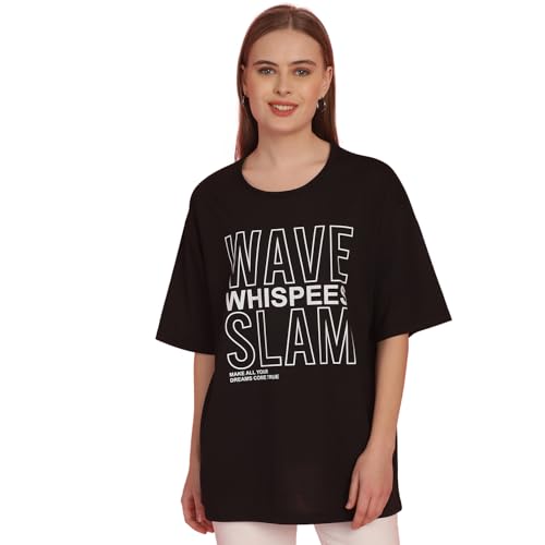 Image of Mack Jonney Printed Round Neck Cotton Regular Fit Oversize Half Sleeves Tshirt for Women(Pack of 3)-MACK631093