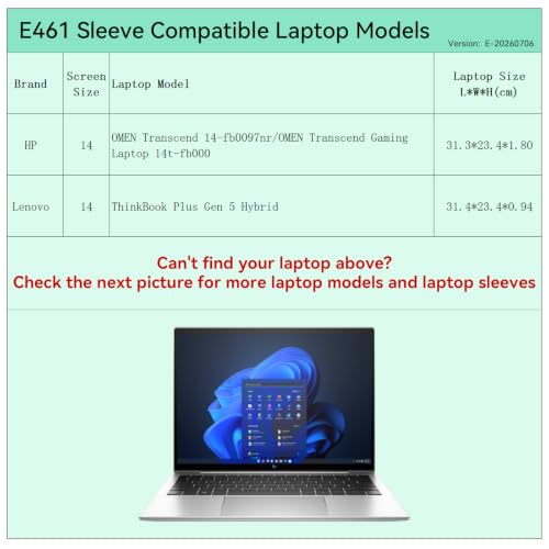 Image of Smatree Elite Laptop Sleeve for 14 inch HP OMEN Transcend 14-fb0097nr /OMEN Transcend Gaming Laptop 14t-fb000, Lenovo ThinkBook Plus Gen 5 Hybrid, Protective Sleeve with Accessory Pocket (E461)