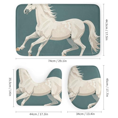 Ensemble rideau de douche cheval blanc premium et accessoires de bain - 4