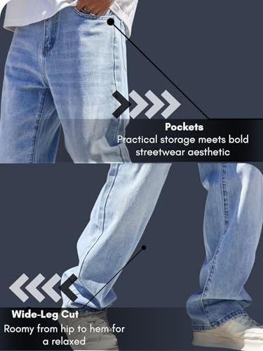 Image of GRECIILOOKS Men Jeans | Men Jeans Pants | Denim Jeans | Baggy Jeans for Men | Loose FIT Jeans for Men | Stylish Jeans