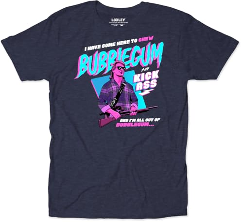 They Live Chew Bubblegum Funny Alien UFO 80s Sci-Fi Action Movie Quote T-Shirt Heathered Navy