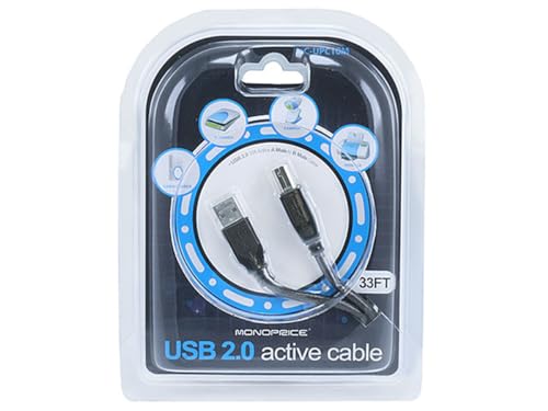 Monoprice 33-Feet 10M USB 2.0 A Male to B Male Active Cable (107531), Black - Image 4