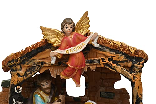 Image of KariGhar Nativity House Set /Crib House Set Perfect for Christmas|Gifting & Decoration ( Pack - Mary,Joseph,Baby Jesus, Angel, 3 Wise Men, The Shepherd & The Animals ) V0007