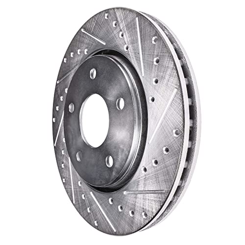 Image of Detroit Axle - Rear Brake Kit for Chevrolet Impala Malibu Buick LaCrosse | Regal Allure Cadillac XTS Saab 9-5, Drilled and Slotted Disc Brake Rotors Ceramic Brake Pads Replacement 12.40 inch inch Rotor