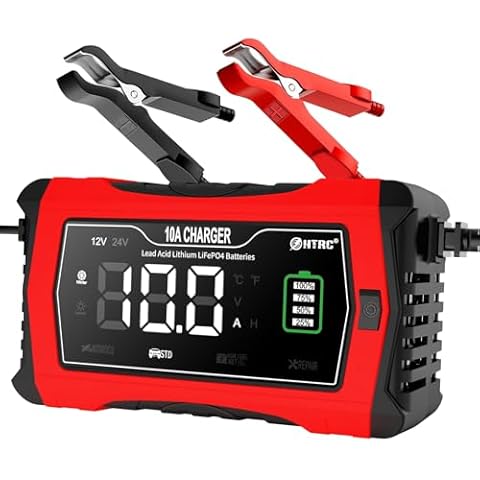 Battery Charger 10-Amp 12V and 24V Smart Car Battery Charger,Trickle Charger,Battery Maintainer and Desulfator,for Car Motorcycle Lawn Mower..Lithium,LiFePO4,Lead Acid (AGM/Gel/SLA..) Cover