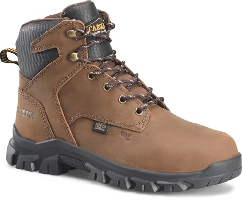 Carolina Gruntz Men’s 6” Internal Met Guard Steel Toe Boot, Durable Tramper Potting Soil Leather, Slip-Resistant Outsole