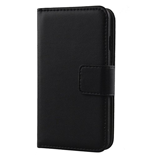 Gukas Design Veritable Cuir Etui pour Archos 50 Diamond Housse Coque Premium Case Cover Flip Protecteur Portefeuille Genuine Leather Wallet (Noir)