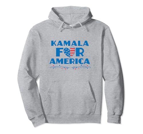 Kamala For America Harris for President 2024 Patriotic Heart Pullover Hoodie