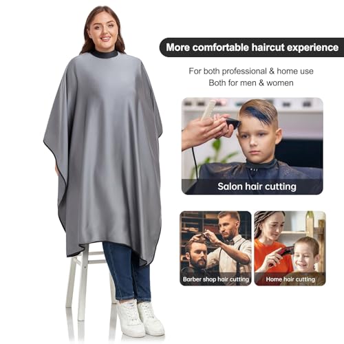 Cape de coupe de cheveux PERFEHAIR gris adulte avec col silicone réglable
