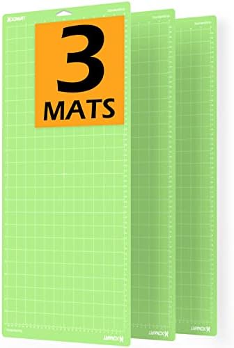 Xinart StandardGrip Cutting Mat for Cricut Maker 3/Maker/Explore 3/Air 2/Air/One(12x24 Inch, 3 Mats) Standard Adhesive Sticky Green Quilting Cricket Cutting Mats Replacement Accessories for Cricut