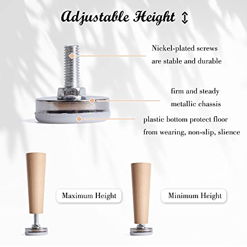 SPDYCESS 8 pcs M8 X 35MM Adjustable Levelling Feet, Screw-in Round Base Furniture Feet, Non-tilt Threaded Fixed Foot, Table Leg Extender Leveler, with 8 pcs 4-Pronged T Nuts, for Cabinet Desk Bed Legs - Image 3